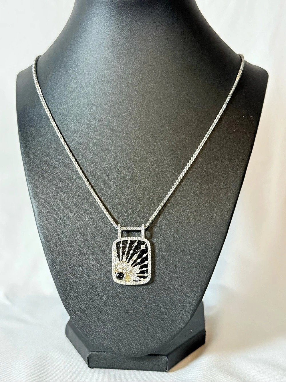 Obsidian Command the Room Pendant in Silver & Black NWT